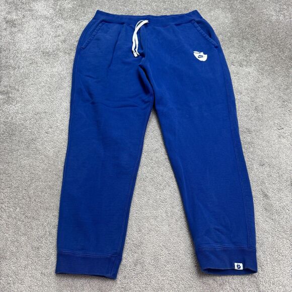Nike Jogger Sweatpants mens large Blue Fleece Apple Logo Pockets Casual Active - Picture 1 of 16